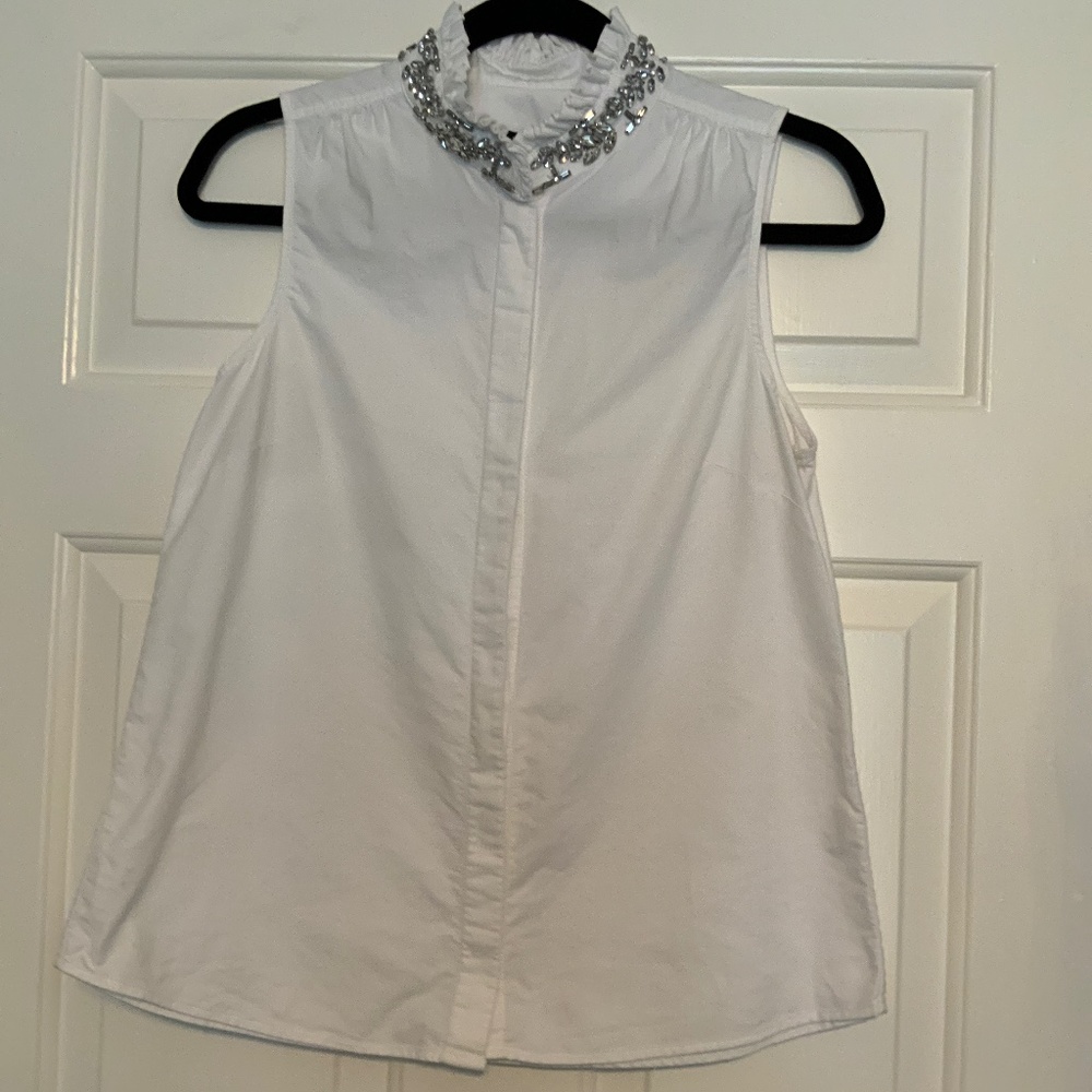 J Crew White sleeveless blouse